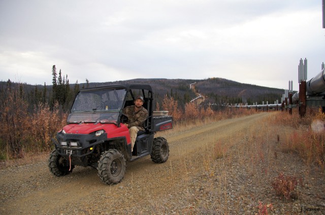 Jack on a pipeline access road
