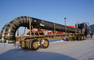 Crude oil pipe on truck